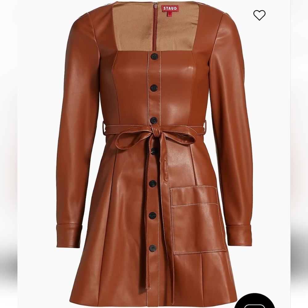 Staud faux leather brown dress size L